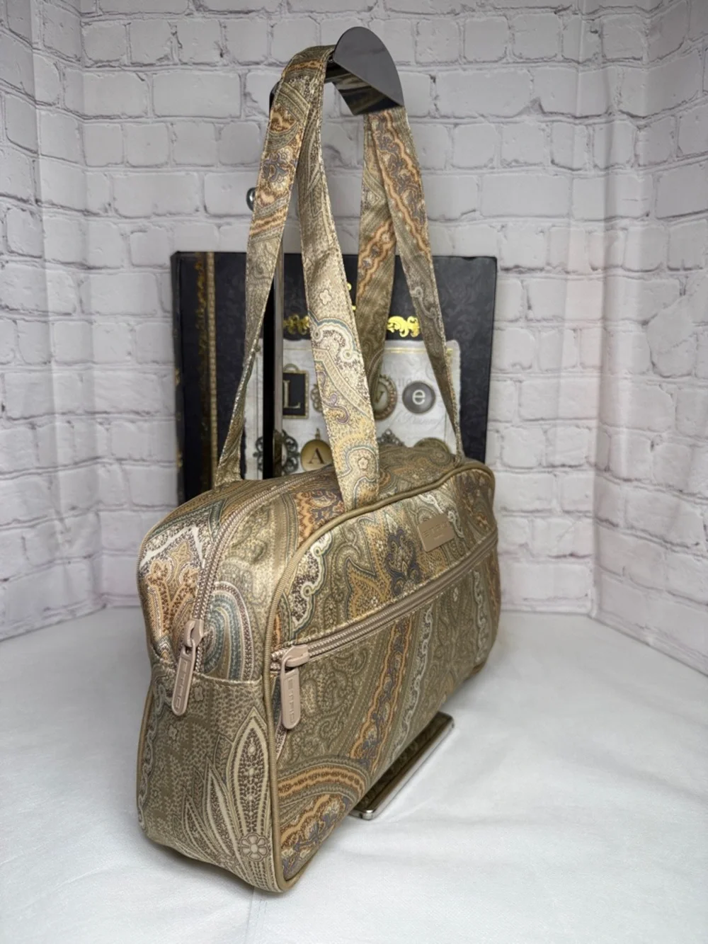 Etro Profumi Paisley Canvas Large Shoulder Bag 11.75x6.5x3.25in NWOT - Picture 10 of 14